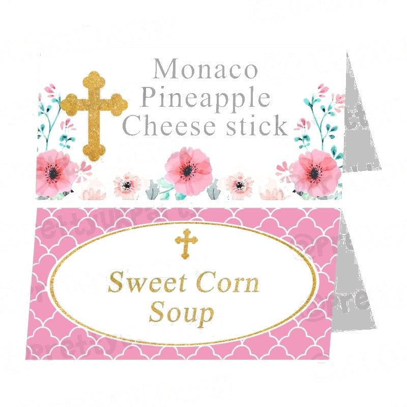 Baptism Pink Theme Food Labels / Buffet Table Cards — image 2