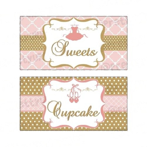 Pink and Gold Ballet Food Labels / Buffet Table Cards