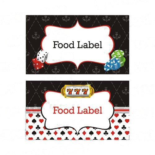 Casino Night Food Labels / Buffet Table Cards