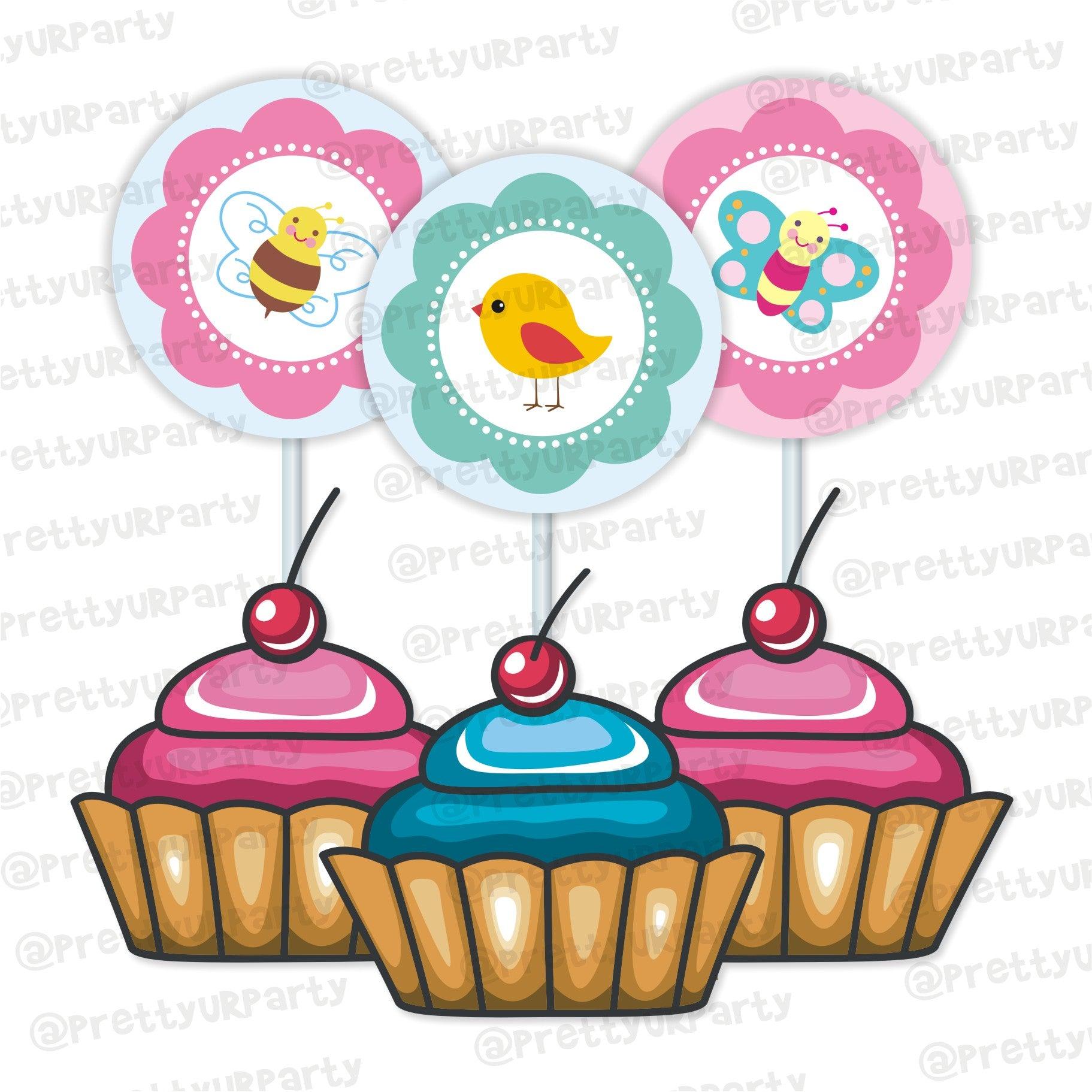 Garden Party Theme Cupcake / Food Toppers THEME PARTIES Pretty UR Party