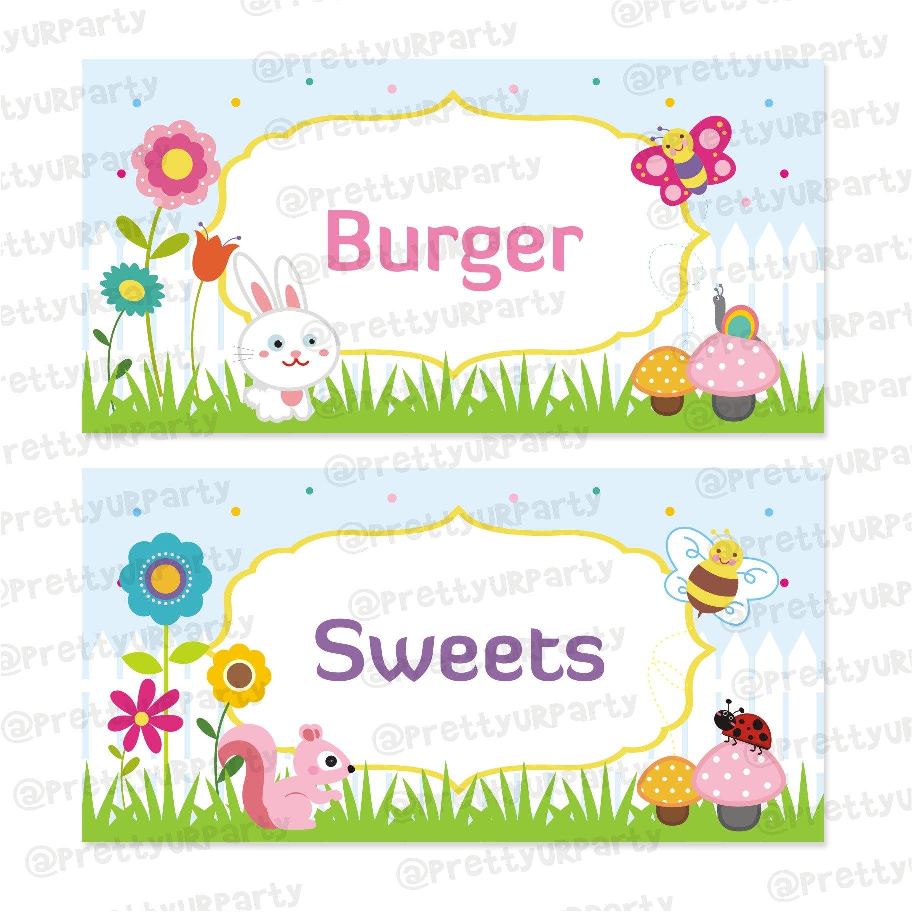 Garden Party Theme Food Labels / Buffet Table Cards THEME PARTIES Pretty UR Party Default Title