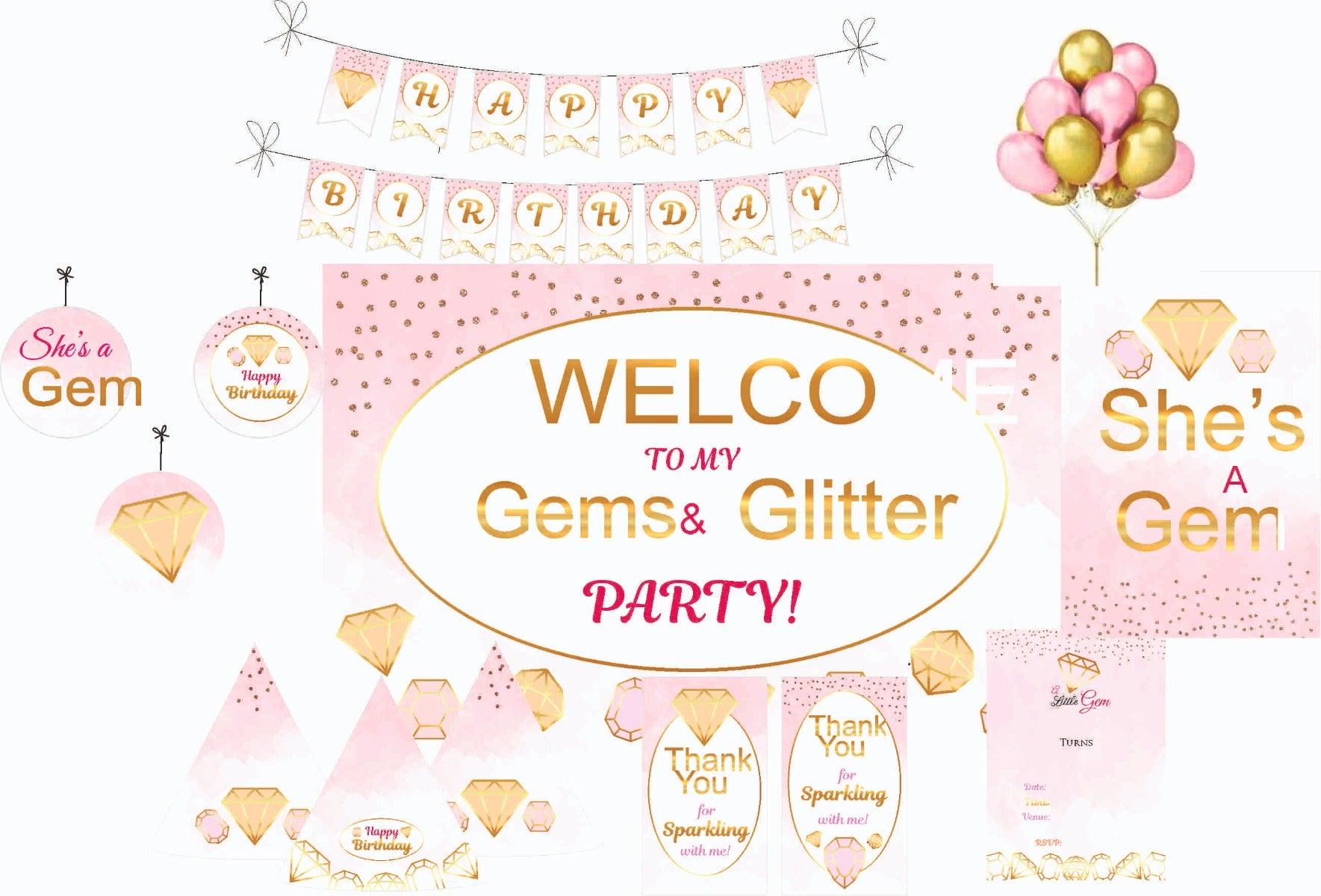 Gem and Glitter Party Decorations - 90 Pieces PACKAGES Pretty UR Party Default Title