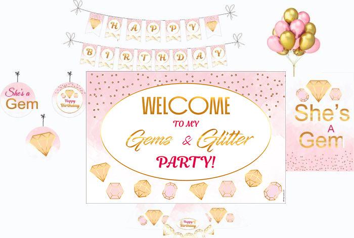 Gem and Glitter Party Decorations Package - 70 pieces Combo BIRTHDAYS Pretty UR Party Default Title