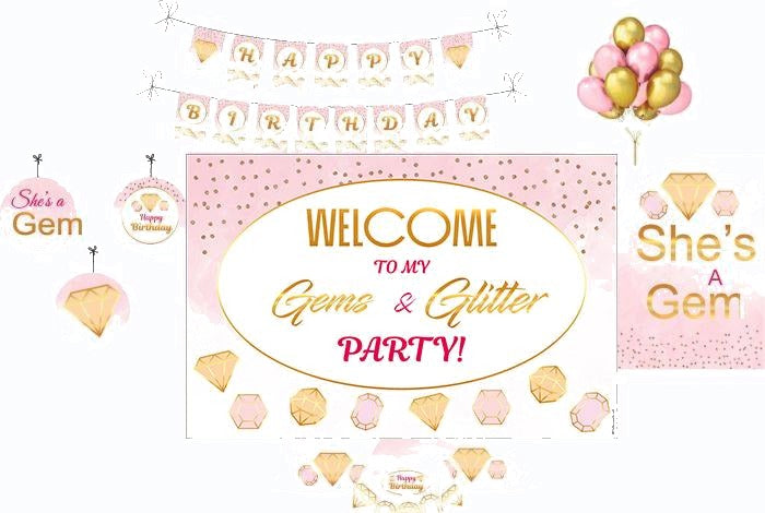 Gem and Glitter Party Decorations Package - 70 pieces Combo