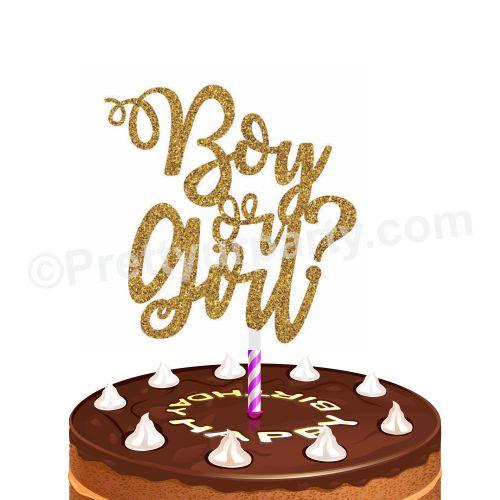 Boy or Girl Gold Cake Topper BABY SHOWER Pretty UR Party Card Stock Glitter Paper