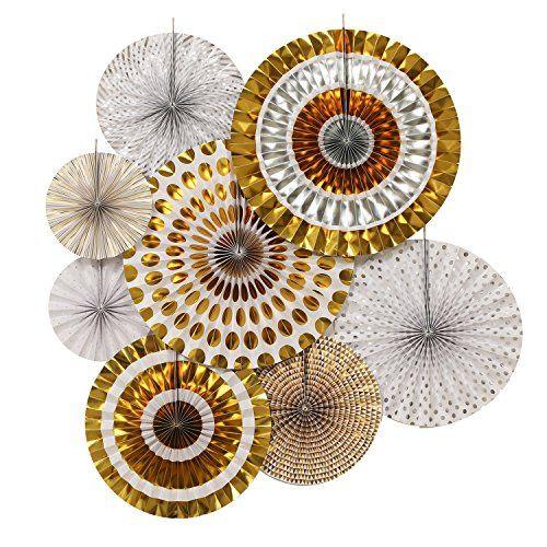 Gold Foil and Paper Fans ALL PARTY SUPPLIES Pretty UR Party