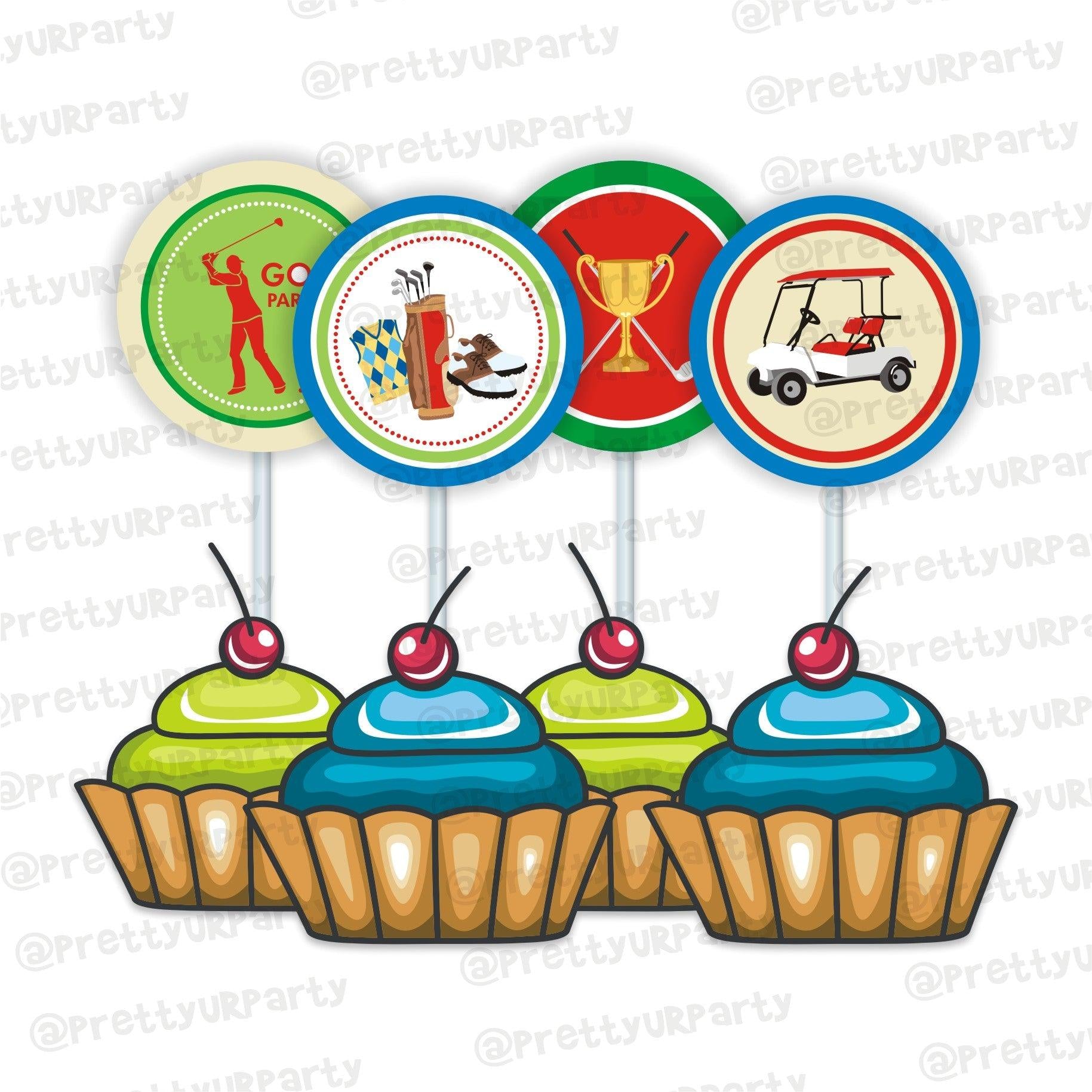 Golf Partee Cupcake / Food Toppers THEME PARTIES Pretty UR Party