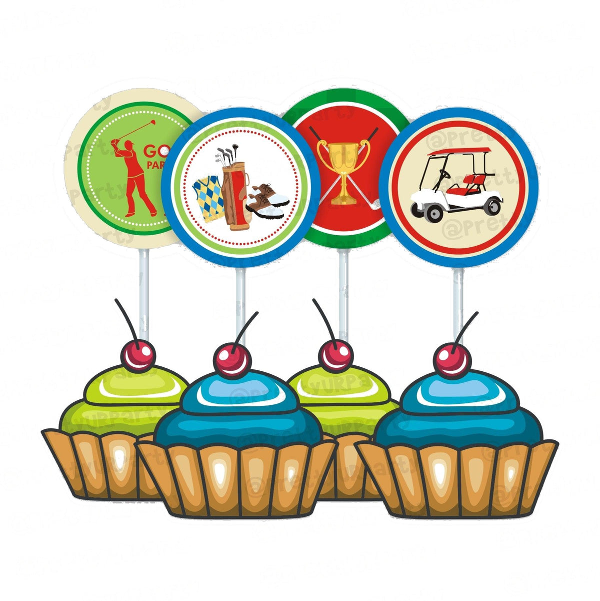 Golf Partee Cupcake / Food Toppers — image 2