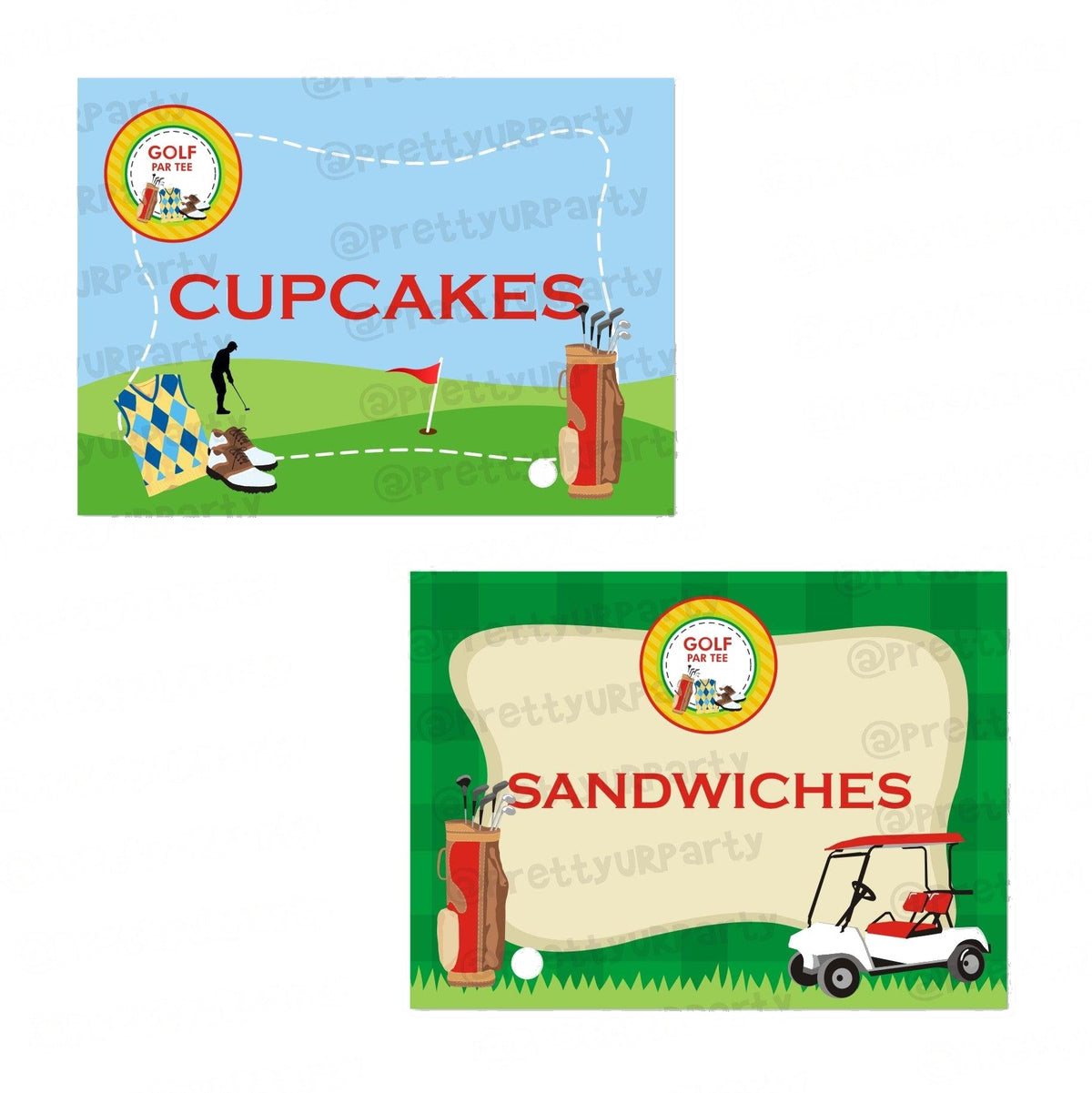 Golf Partee Food Labels / Buffet Table Cards