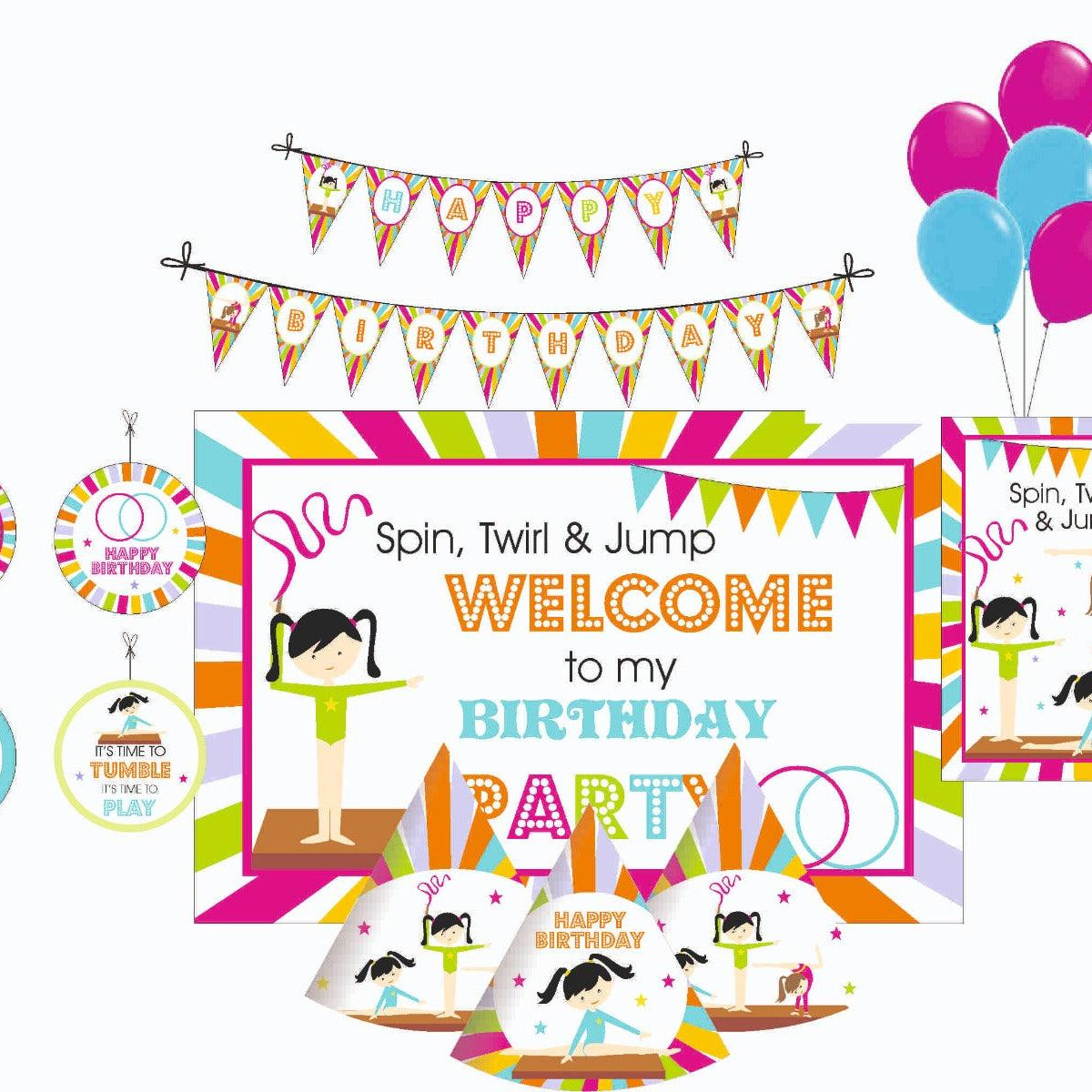 Gymnastics Party Decorations Package - 70 pieces Combo BIRTHDAYS Pretty UR Party Default Title
