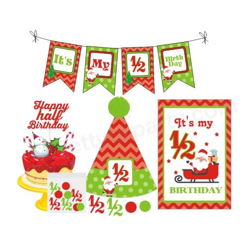 1/2 Birthday Merry Christmas Theme Package ALL PARTY SUPPLIES Pretty UR Party