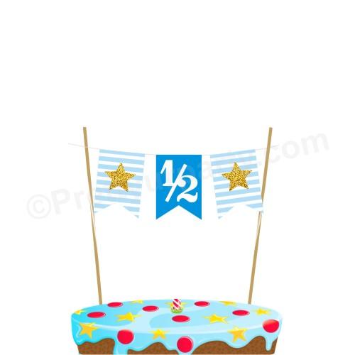 1/2 Cake Bunting - Blue DECORATIONS Pretty UR Party