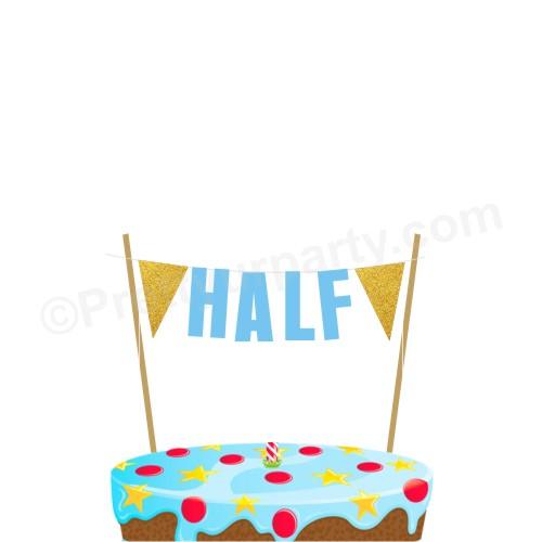 Half Cake Bunting - Blue DECORATIONS Pretty UR Party