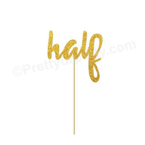 Half Cake Topper - Gold ALL PARTY SUPPLIES Pretty UR Party