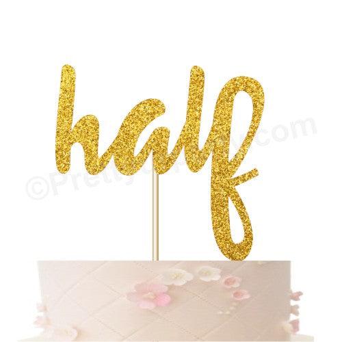 Half Cake Topper - Gold ALL PARTY SUPPLIES Pretty UR Party