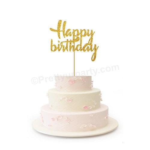 Happy Birthday Cake Topper THEME PARTIES Pretty UR Party Card Stock Glitter Paper