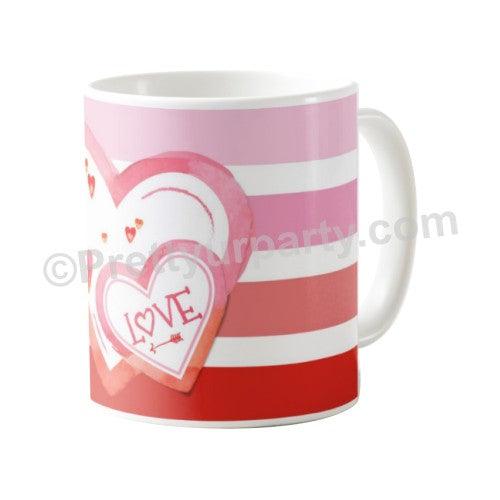 Happy Valentines Day Heart with Stripes Mug ALL PARTY SUPPLIES Pretty UR Party