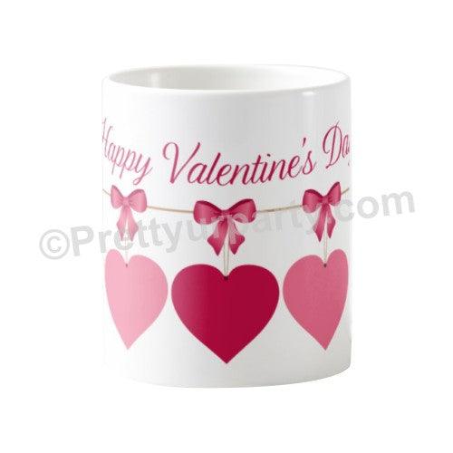 Happy Valentines Day Hearts and Bows Mug ALL PARTY SUPPLIES Pretty UR Party