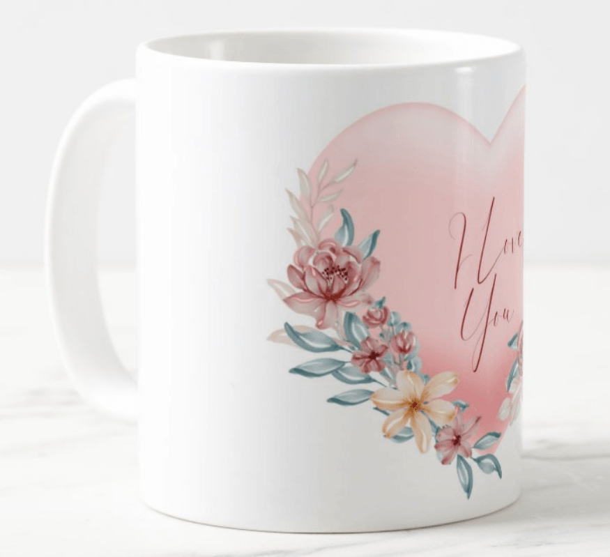 Floral Heart Valentines Mug ALL PARTY SUPPLIES Pretty UR Party