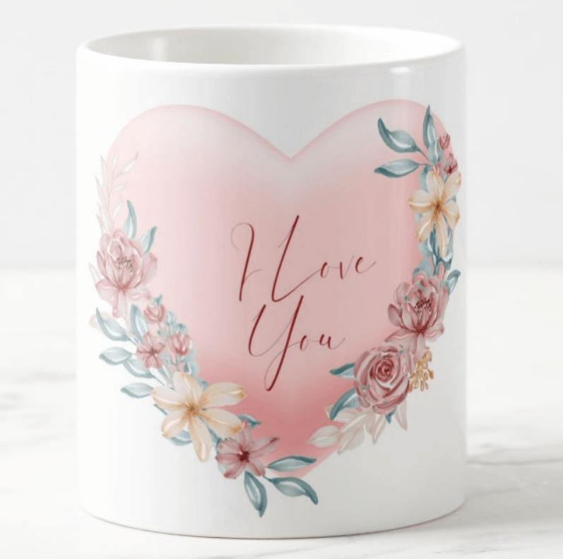 Floral Heart Valentines Mug ALL PARTY SUPPLIES Pretty UR Party