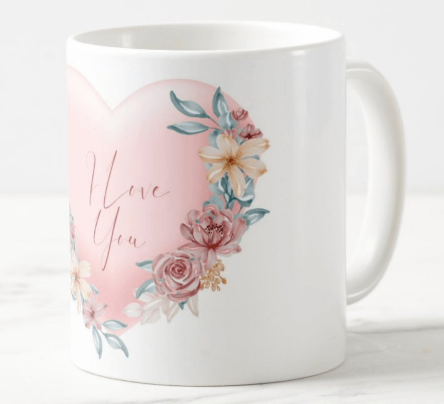 Floral Heart Valentines Mug ALL PARTY SUPPLIES Pretty UR Party