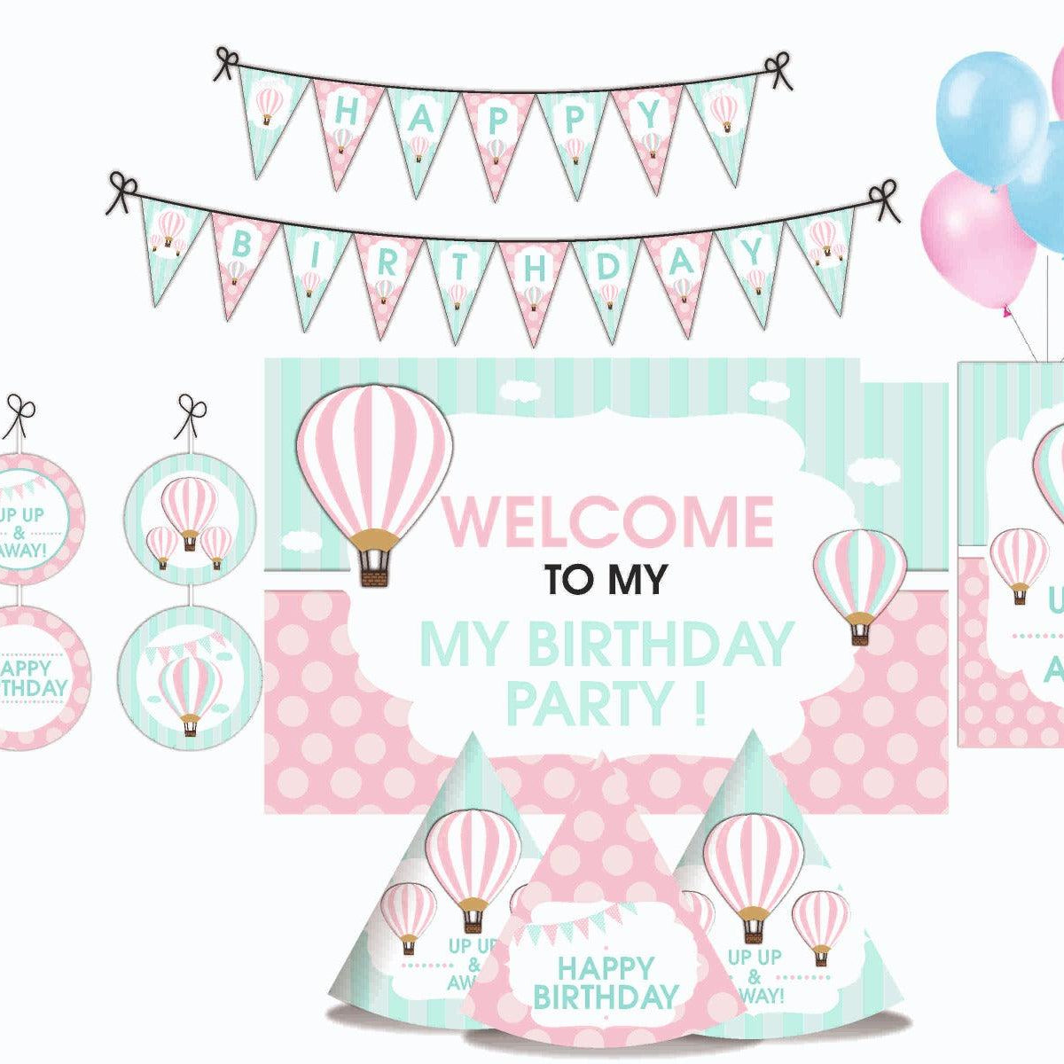 Hot Air Balloon Party Decorations Package - 70 pieces Combo BIRTHDAYS Pretty UR Party Default Title