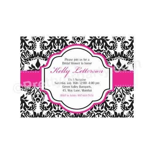 Hot Pink Damask E-Invitations BABY SHOWER Pretty UR Party