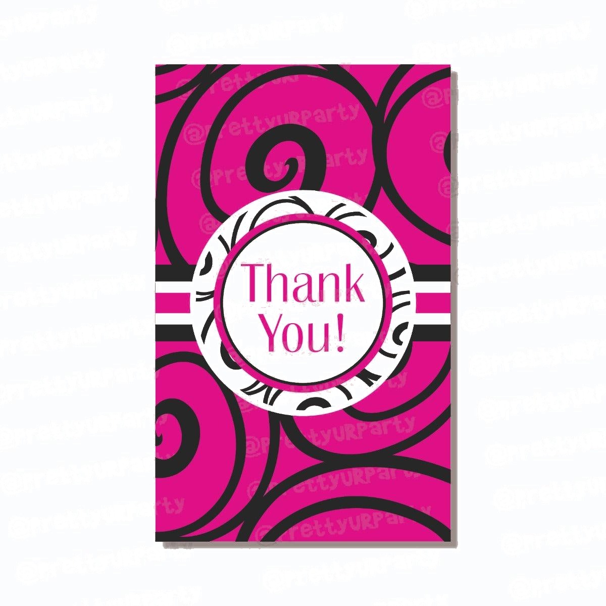 Hot Pink Damask Thank you Tags
