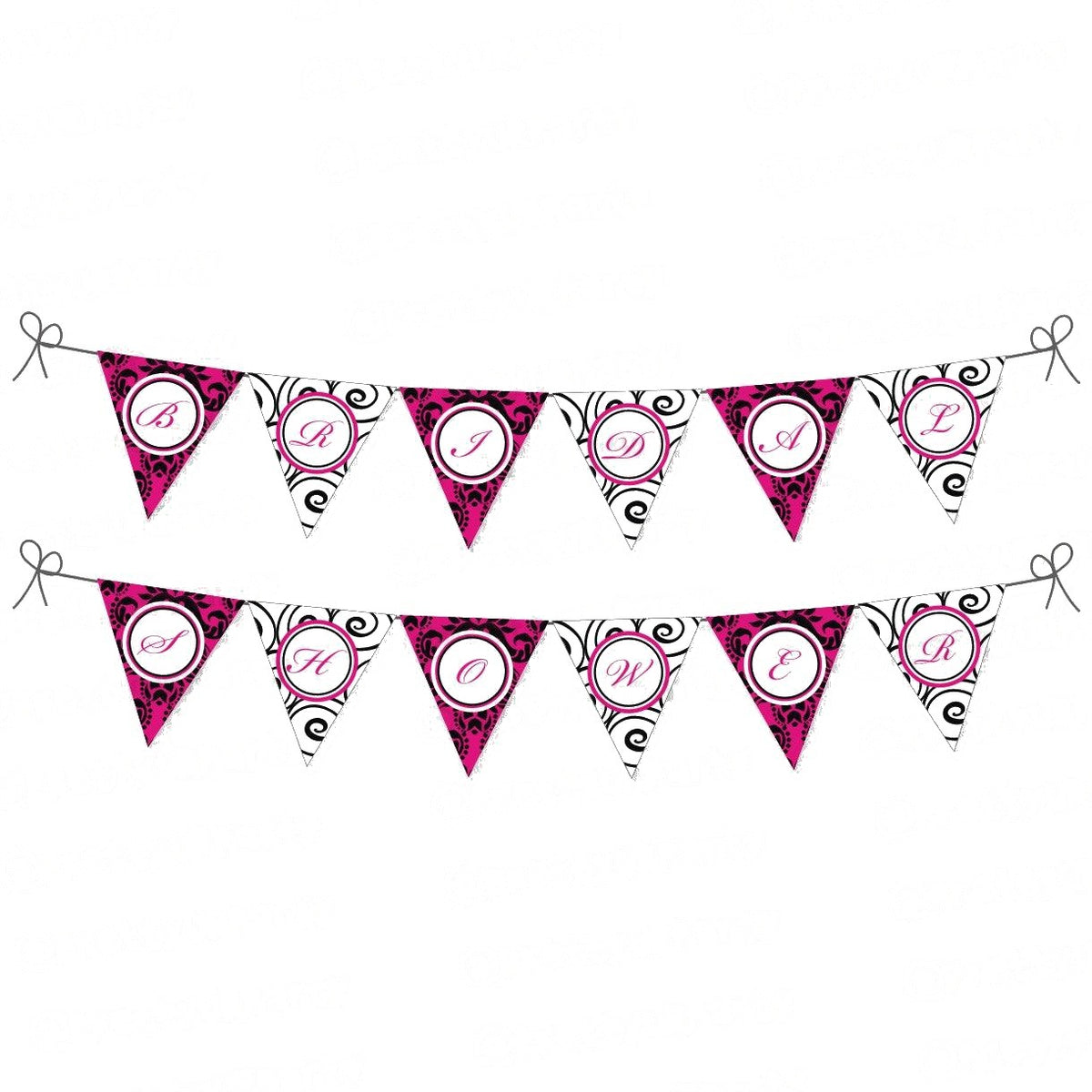 Hot Pink Damask Theme Bunting