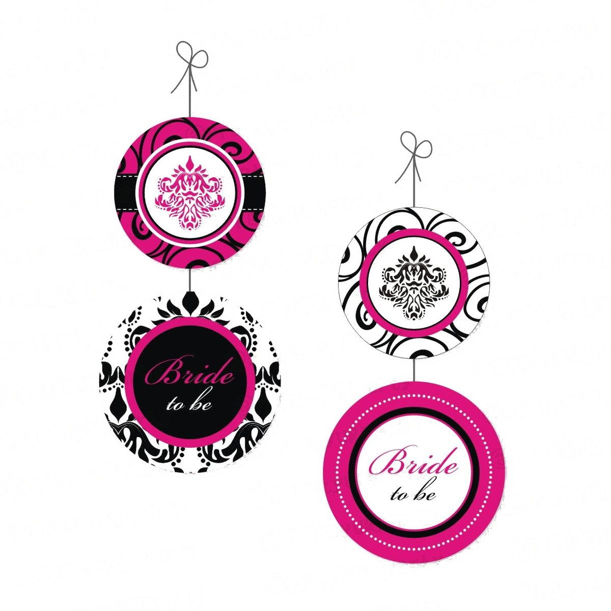 Hot Pink Damask Danglers