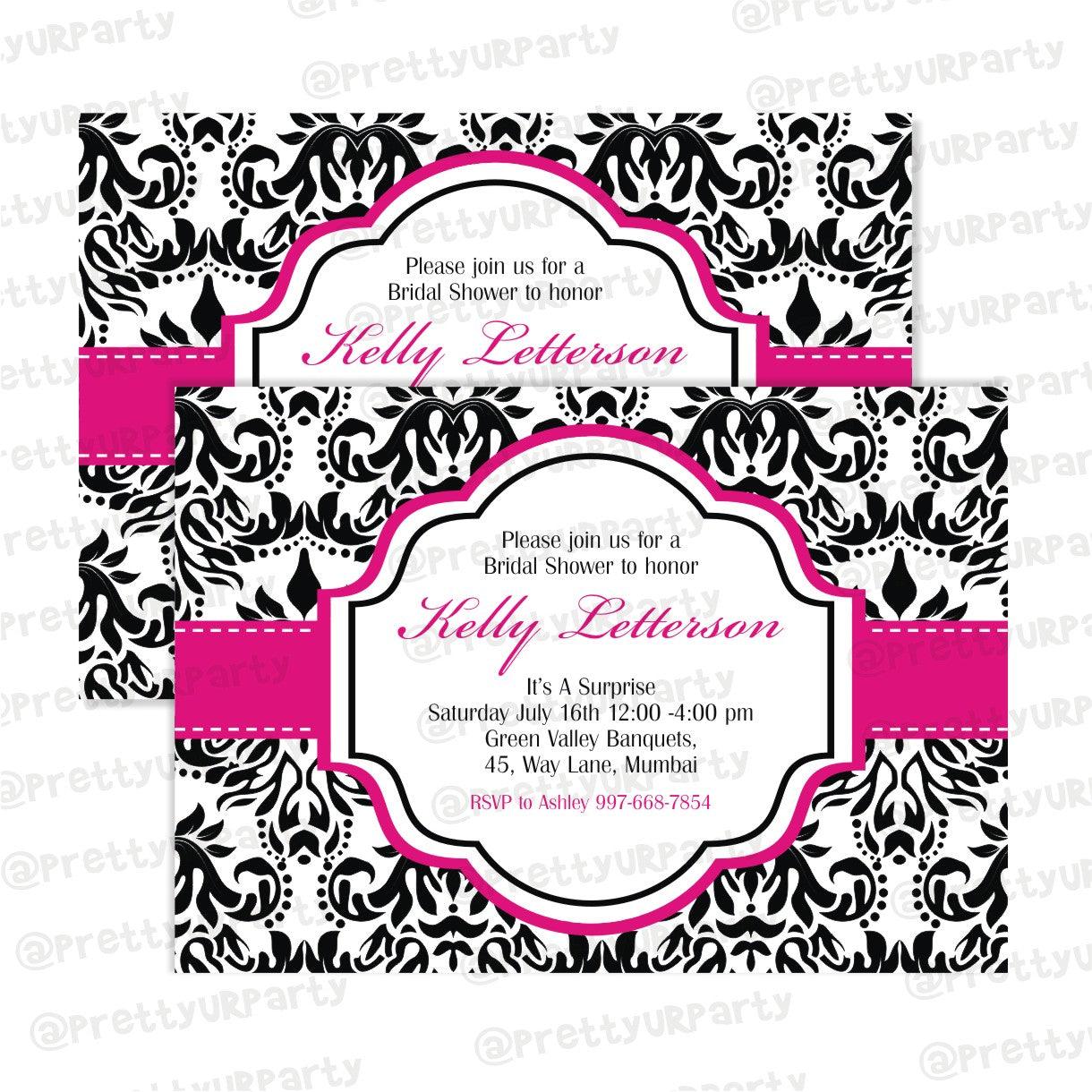 Hot Pink Damask Invitations ALL PARTY SUPPLIES Pretty UR Party Default Title