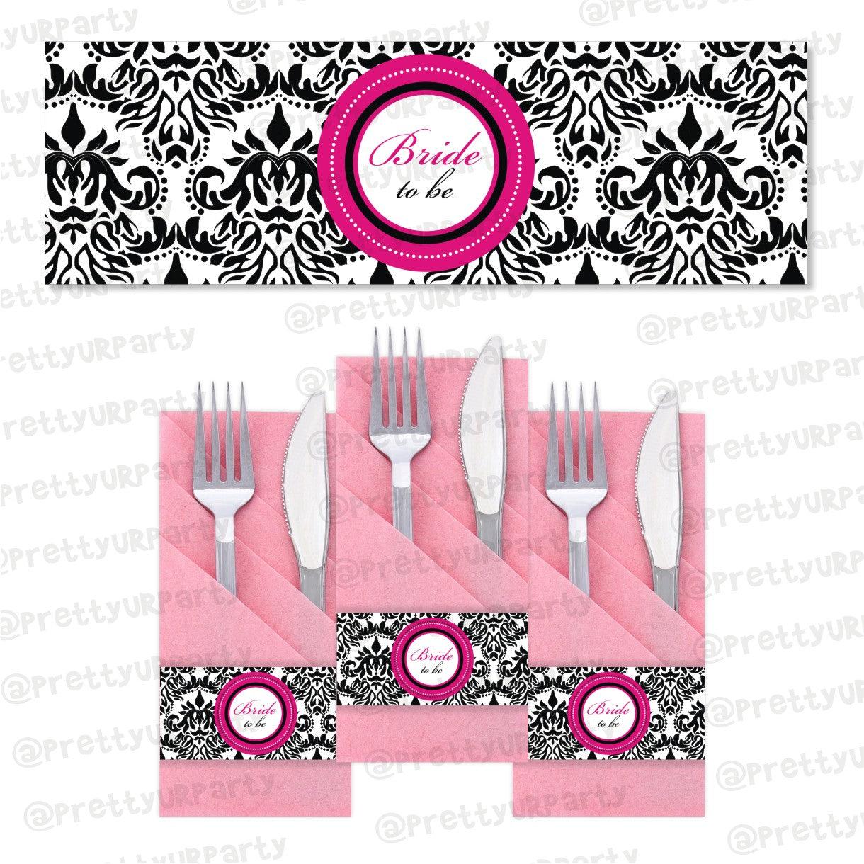 Hot Pink Damask Napkin Rings BABY SHOWER Pretty UR Party Default Title