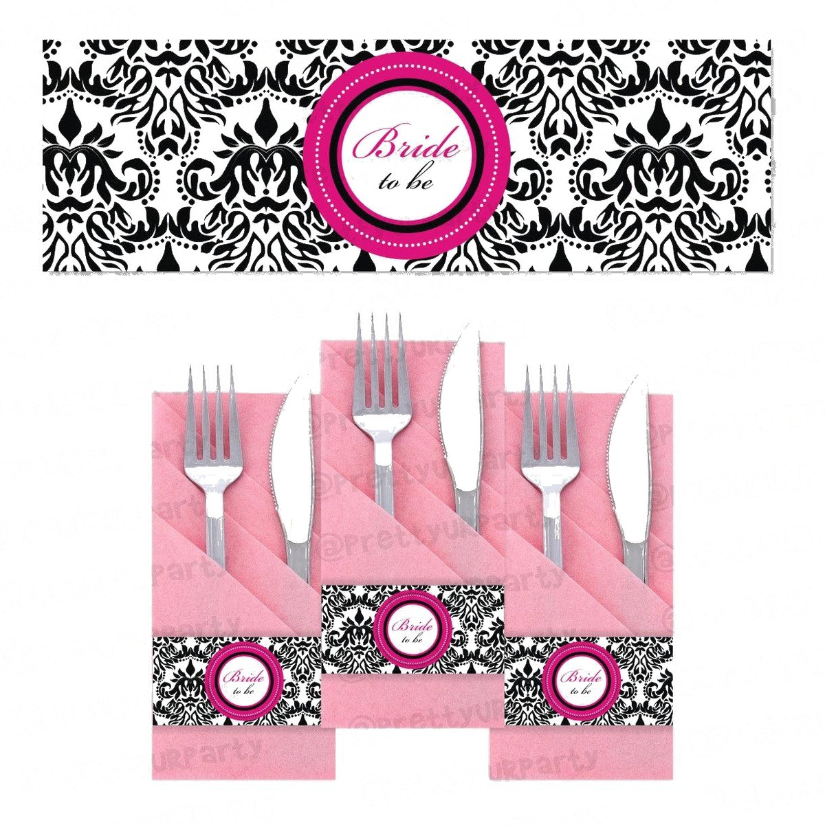 Hot Pink Damask Napkin Rings