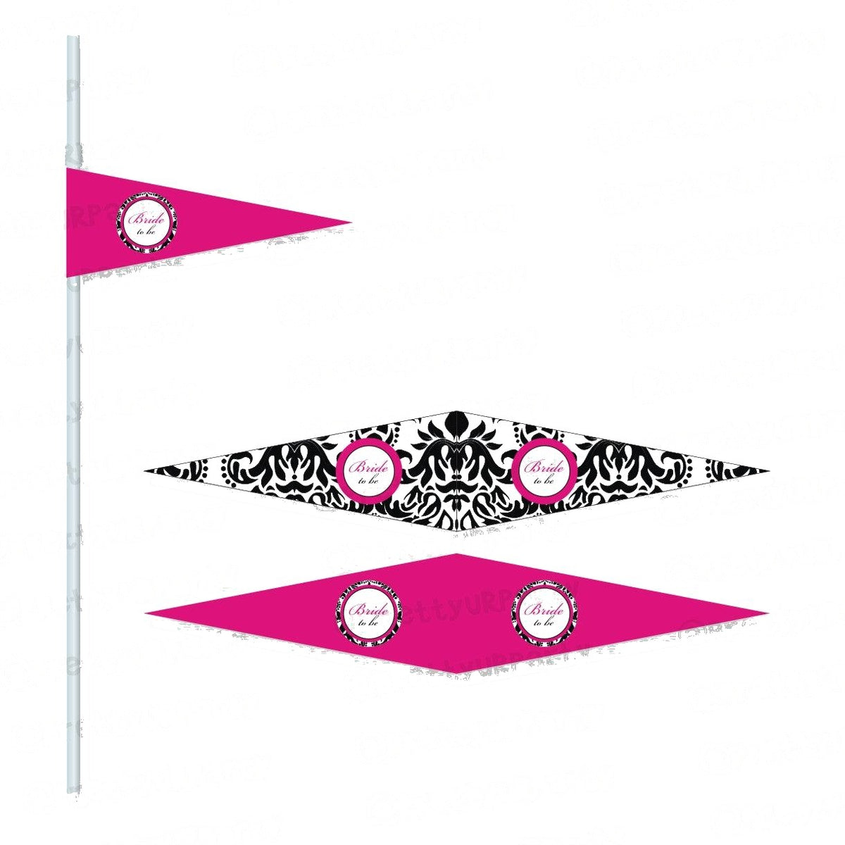 Hot Pink Damask Theme Drink Straws