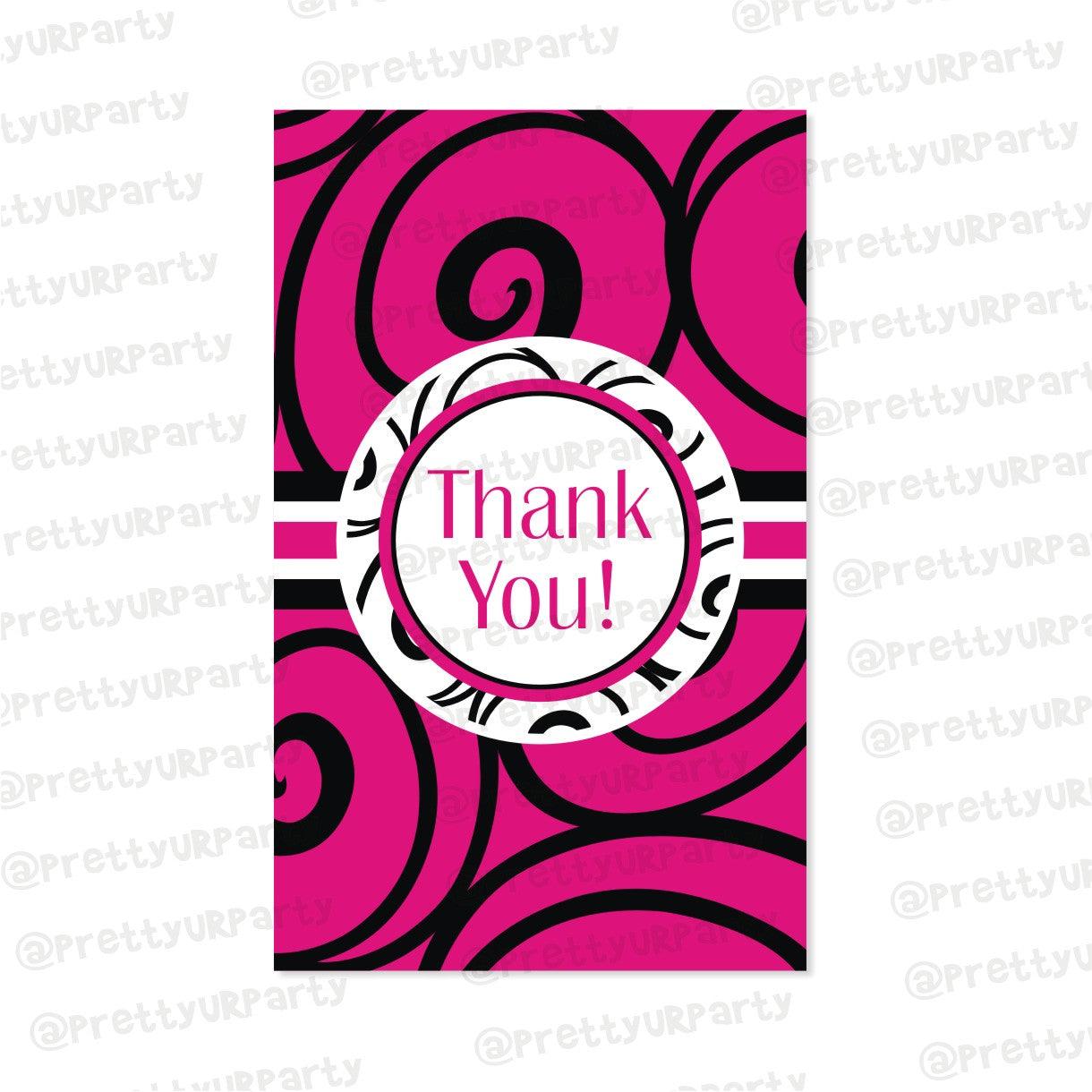 Hot Pink Damask Thank you Tags BABY SHOWER Pretty UR Party Default Title Hot Pink Damask Thank you Tags BABY SHOWER Pretty UR Party Default Title