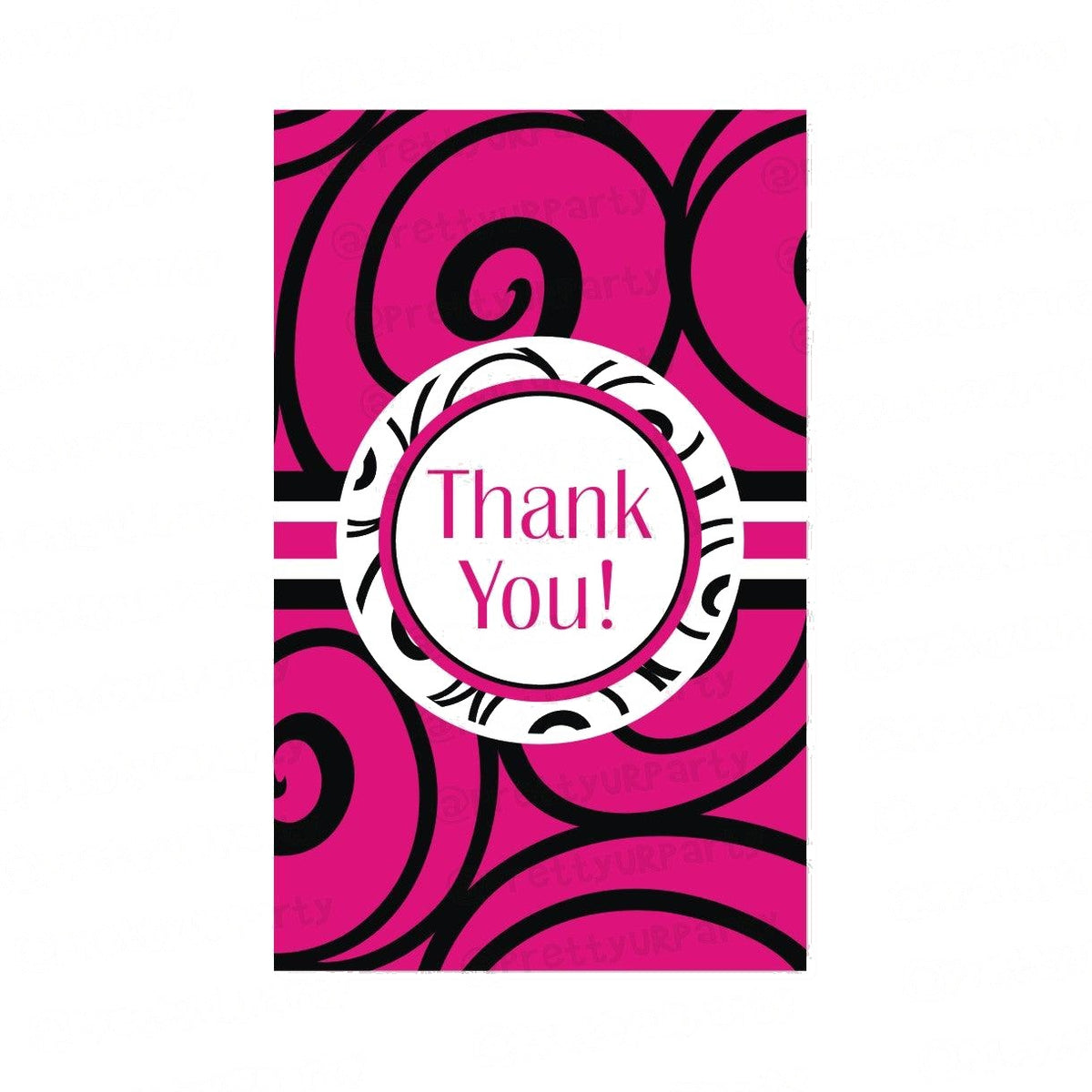 Hot Pink Damask Thank you Tags