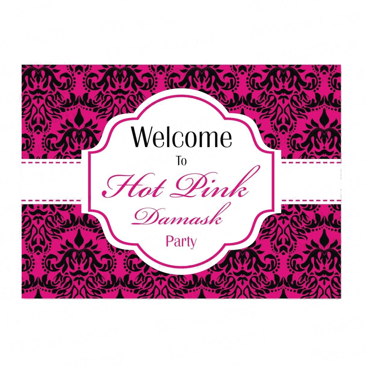 Hot Pink Damask Entrance Banner / Door Sign