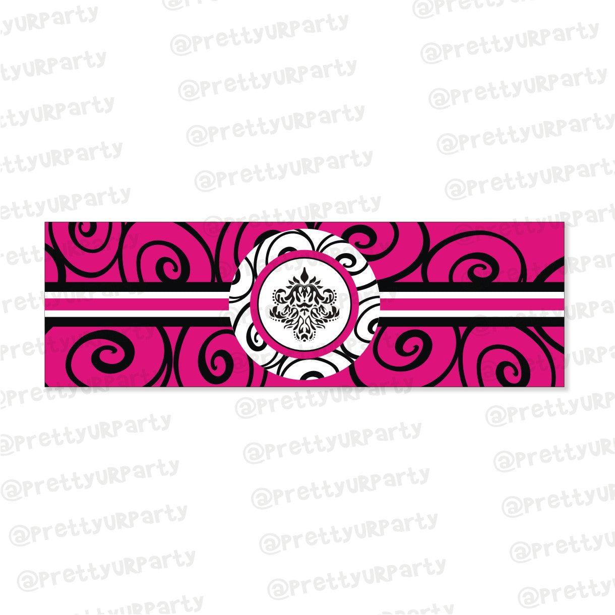Hot Pink Damask Theme Wrist Bands - Pack of 10 BABY SHOWER Pretty UR Party Default Title