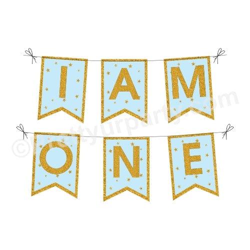 Twinkle Twinkle Little Star Boy Handcrafted I am One Bunting THEME PARTIES Pretty UR Party