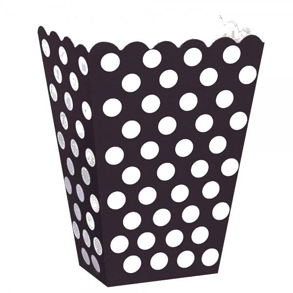 Black Polka Dot Popcorn Box - Pack of 10