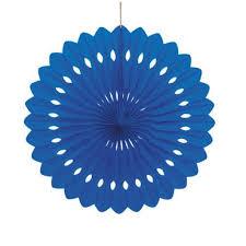 Designer Royal Blue Paper Fans - 30cm ALL PARTY SUPPLIES Pretty UR Party