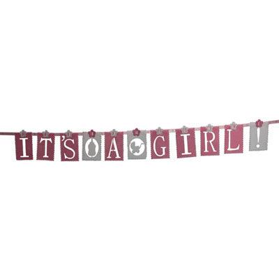 ITS A GIRL Banner BABY SHOWER Pretty UR Party