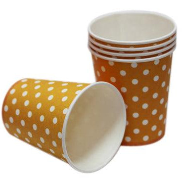 Orange Polka Dots Paper Cups THEME PARTIES Pretty UR Party
