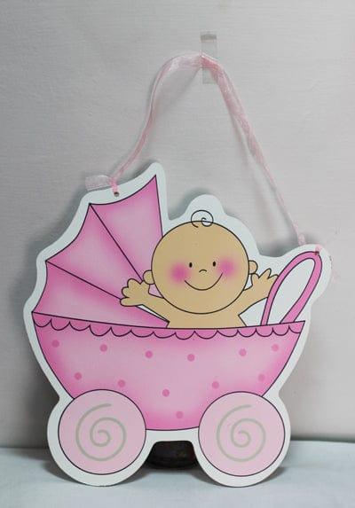 Pink Pram wooden hanging BABY SHOWER Pretty UR Party