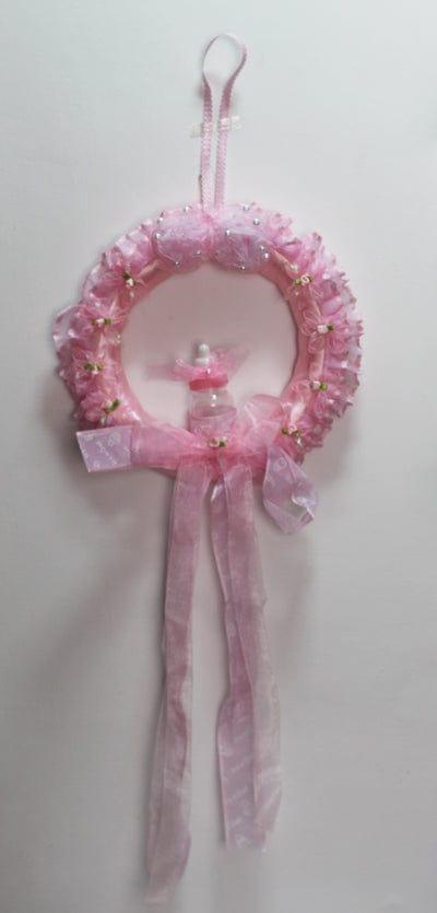 Pink Wreath Style Bottle Hanging BABY SHOWER Pretty UR Party