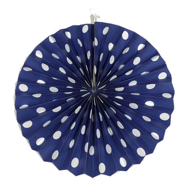 Royal Blue Polka Dots Paper Fans ALL PARTY SUPPLIES Pretty UR Party