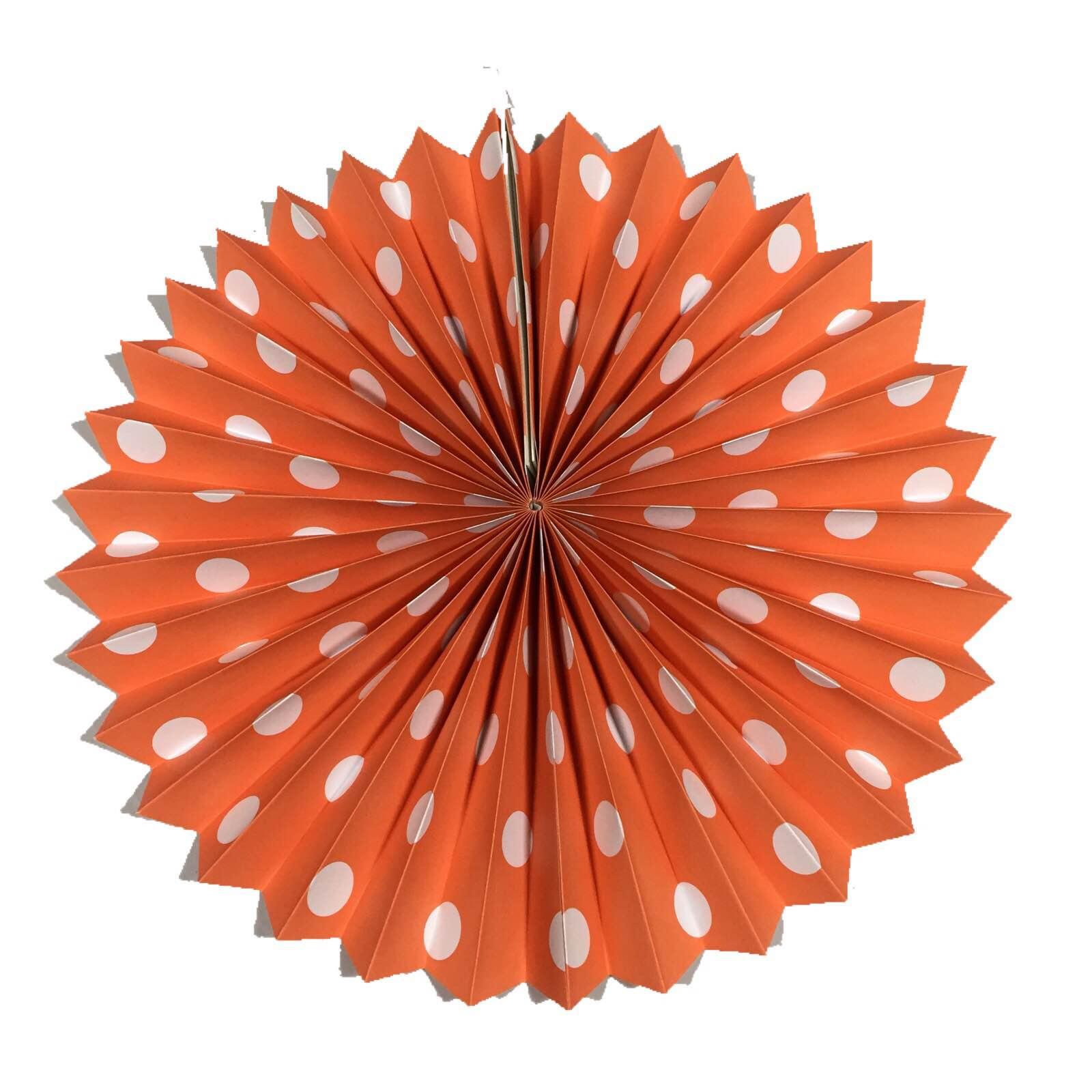 Orange Polka Dots Paper Fans ALL PARTY SUPPLIES Pretty UR Party