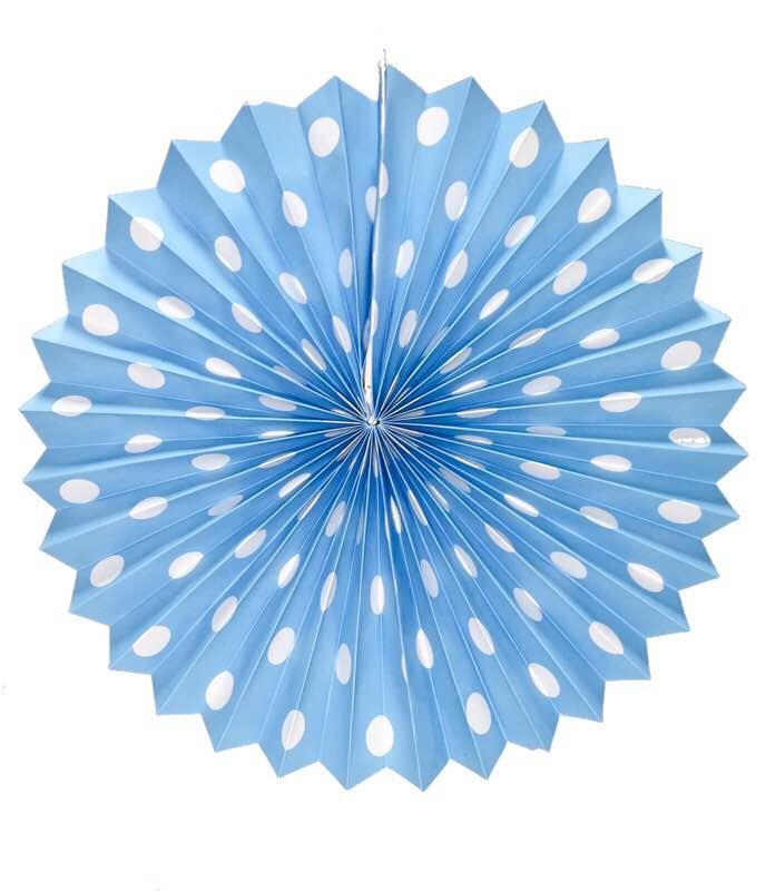 Light Blue Polka Dots Paper Fans ALL PARTY SUPPLIES Pretty UR Party