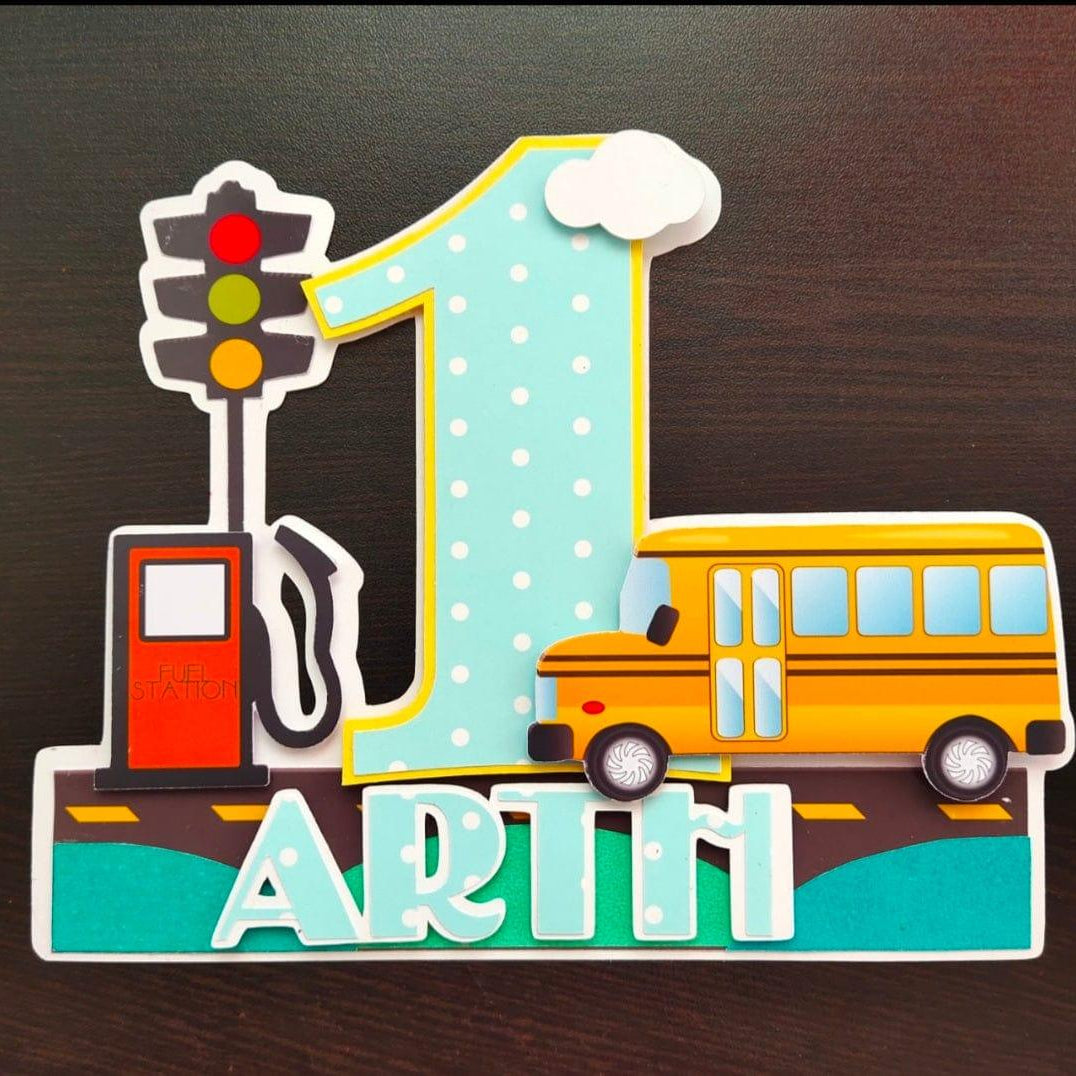 Wheels on The Bus Design2 Cake Topper HANDCRAFTED Pretty UR Party