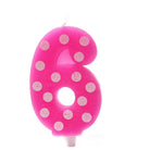 6 No Pink Polka dot candle ALL PARTY SUPPLIES Pretty UR Party
